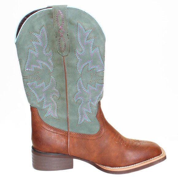 J's.o.l.e Square Toe Wide Calf Women's Cowboy Cowgirl Boots Brown Blue US Size 6 - Picture 2 of 7